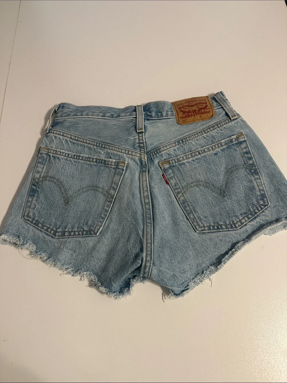 Levi's 501 Light Blue Cutoff Denim Shorts